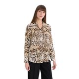 DeFacto Regular Fit Leopar Desenli Uzun Kollu Gömlek, S, I8266AZ25SP, Bej-BG362, Kadın