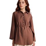 DeFacto Regular Fit Modal Uzun Kollu Tunik Kahverengi, M, G7263AX26SP, Kahve-BN323, Kadın