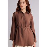 DeFacto Regular Fit Modal Uzun Kollu Tunik Kahverengi, S, G7263AX26SP, Kahve-BN323, Kadın