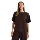 DeFacto Regular Fit Nakışlı Krep Tişört Kahverengi, XL, E9894AX26SP, Kahve, Kadın