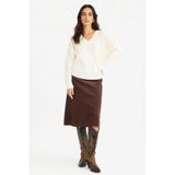 DeFacto Regular Fit Normal Bel Kadife Midi Etek, 42, G1740AX25AU, Kahve-BN341, Kadın