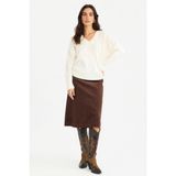 DeFacto Regular Fit Normal Bel Kadife Midi Etek Kahverengi, 40, G1740AX25AU, Kahve-BN341, Kadın