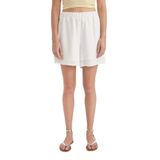 DeFacto Regular Fit Normal Bel Kısa Paça Keten Karışımlı Beyaz Şort, 36, D3989AX24HS, Beyaz-WT32, Kadın
