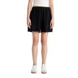 DeFacto Regular Fit Normal Bel Kısa Paça Keten Karışımlı Siyah Şort, 36, D3989AX24HS, Siyah-BK81, Kadın