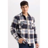 DeFacto Regular Fit Oduncu Kareli Uzun Kollu Gömlek, XS, Y9054AZ24WN, Lacivert, Erkek