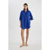Defacto Regular Fit Pamuklu Plaj Gömleği-Fall In Love, S, W8241AZ24SM, Mavi, Kadın