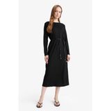 DeFacto Regular Fit Penye Uzun Kollu Midi Elbise, M, F3091AX25WN, Siyah-BK81, Kadın