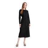 DeFacto Regular Fit Penye Uzun Kollu Midi Elbise, S, F3091AX25WN, Siyah-BK81, Kadın
