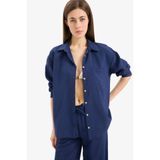 DeFacto Regular Fit Plaj Gömleği Lacivert, XL, E1167AX25SM, Lacivert-NV241, Kadın