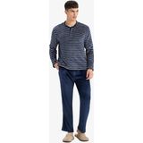 DeFacto Regular Fit Polar Bisiklet Yaka Çizgili Uzun Kollu Üst Alt Pijama Takımı A3443AX25WN - Lacivert-NV135