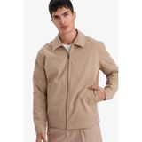DeFacto Regular Fit Polo Yaka Astarlı Fermuarlı Mont, L, Regular Fit Polo Yaka Astarlı Fermuarlı Mont, Bej-BG716, Erkek