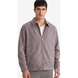 DeFacto Regular Fit Polo Yaka Astarlı Fermuarlı Süet Mont F7871AX26SP - Gri - XL