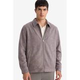 Defacto Regular Fıt Polo Yaka Astarlı Fermuarlı Süet Mont F7871ax26spgr305 Gri-gr305