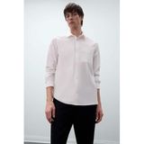 DeFacto Regular Fit Polo Yaka Basic Düz Gofre Uzun Kollu Beyaz Gömlek, S, D8713AX25SP, Beyaz-WT32, Erkek