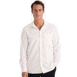 DeFacto Regular Fit Polo Yaka Basic Düz Gofre Uzun Kollu Beyaz Gömlek, XL, D8713AX25SP, Beyaz-WT32, Erkek