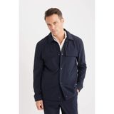 DeFacto Regular Fit Polo Yaka Ceket, M, B7396AX25SP, Lacivert, Erkek