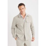 DeFacto Regular Fit Polo Yaka Ceket, S, B7396AX25SP, Gri, Erkek