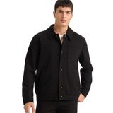 DeFacto Regular Fit Polo Yaka Çıtçıtlı Mont, L, Regular Fit Polo Yaka Çıtçıtlı Mont, Siyah-BK27, Erkek