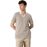 DeFacto Regular Fit Polo Yaka Çizgili Dokulu Kısa Kollu Tişört, 2XL, 3210189, Ekru, Erkek