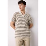 DeFacto Regular Fit Polo Yaka Çizgili Dokulu Kısa Kollu Tişört, L, 3210189, Ekru, Erkek
