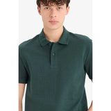 DeFacto Regular Fit Polo Yaka Dokulu Basic Düz Kısa Kollu Tişört, XS, B4939AX25SM, Yeşil-GN715, Erkek