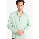 DeFacto Regular Fit Polo Yaka Dokuma Uzun Kollu Gömlek, M, F6341AX25AU, Yeşil-GN1135, Erkek