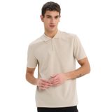 DeFacto Regular Fit Polo Yaka Fermuarlı Kısa Kollu Tişört, S, E4233AX25SM, Bej-BG737, Erkek