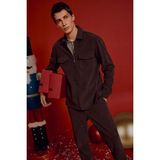 DeFacto Regular Fit Polo Yaka Fitilli Kadife Gömlek Ceket D3380AX25AU - Kahve-BN595 - Dropsuz - XL