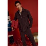 DeFacto Regular Fit Polo Yaka Fitilli Kadife Gömlek Ceket, M, D3380AX, BROWN, Erkek