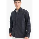 Defacto Regular Fit Polo Yaka Fitilli Kadife Uzun Kollu Antrasit Erkek Gömlek E9024ax/ar9 Antrasit