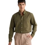 DeFacto Regular Fit Polo Yaka Gabardin Uzun Kollu Gömlek, S, F1261AX25AU, Haki-KH82, Erkek