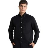 DeFacto Regular Fit Polo Yaka Gabardin Uzun Kollu Gömlek, S, F1261AX25AU, Siyah-BK81, Erkek