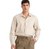 DeFacto Regular Fit Polo Yaka Gabardin Uzun Kollu Gömlek, S, F9261AX26SP, Ekru-ER22, Erkek