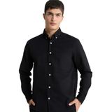 DeFacto Regular Fit Polo Yaka Gabardin Uzun Kollu Gömlek, XS, F1261AX25AU, Siyah-BK81, Erkek