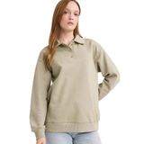 DeFacto Regular Fit Polo Yaka İçi Yumuşak Tüylü Kalın Sweatshirt Tunik, 3XL, F3085AX25WN, Yeşil-GN497, kadın