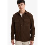 DeFacto Regular Fit Polo Yaka Kadife Uzun Kollu Gömlek E9587AX25WN