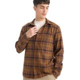 DeFacto Regular Fit Polo Yaka Kareli Flanel Uzun Kollu Gömlek, L, E8183AX25WN, Kahve-BN152, Erkek