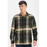 DeFacto Regular Fit Polo Yaka Kareli Flanel Uzun Kollu Gömlek, S, D5835AX24AU, Lacivert-NV64, Erkek