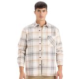 DeFacto Regular Fit Polo Yaka Kareli Flanel Uzun Kollu Gömlek, S, E2763AX24WN, Ekru-ER98, Erkek