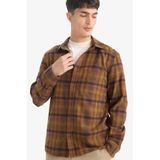 DeFacto Regular Fit Polo Yaka Kareli Flanel Uzun Kollu Gömlek, S, E8183AX25WN, Kahve-BN152, Erkek