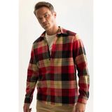 DeFacto Regular Fit Polo Yaka Kareli Oduncu Flanel Uzun Kollu Gömlek, M, D7191AXNS, Bordo-BR59, Erkek