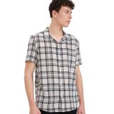 DeFacto Regular Fit Polo Yaka Kareli Yazlık Pamuklu Kısa Kollu Gömlek, M, D7661AX25SP, Ekru-ER42, Erkek