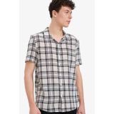 DeFacto Regular Fit Polo Yaka Kareli Yazlık Pamuklu Kısa Kollu Gömlek, S, D7661AX25SP, Ekru-ER42, Erkek