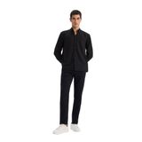DeFacto Regular Fit Polo Yaka Keten Görünümlü Uzun Kollu Gömlek, L, E1204AX25SM, Siyah, Erkek