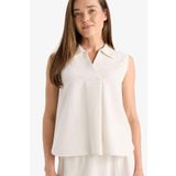 DeFacto Regular Fit Polo Yaka Keten Karışımlı Kolsuz Bluz F0982AX25HS