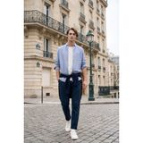 DeFacto Regular Fit Polo Yaka Keten Uzun Kollu Gömlek, L, F9322AX26SP, Mavi-BE410, Erkek