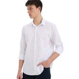 DeFacto Regular Fit Polo Yaka Keten Yazlık Uzun Kollu Beyaz Gömlek, S, E1729AX25SP, Beyaz-WT34, Erkek