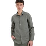 DeFacto Regular Fit Polo Yaka Keten Yazlık Uzun Kollu Gömlek, XS, E1729AX25SP, Haki-KH422, Erkek