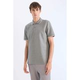 DeFacto Regular Fit Polo Yaka Kısa Kollu Dokulu Waffle Tişört, M, D7932AX25SP, Gri-GR371, Erkek