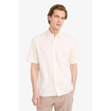 DeFacto Regular Fit Polo Yaka Kısa Kollu Gömlek, L, E7727AX26SM, Ekru-ER100, Erkek